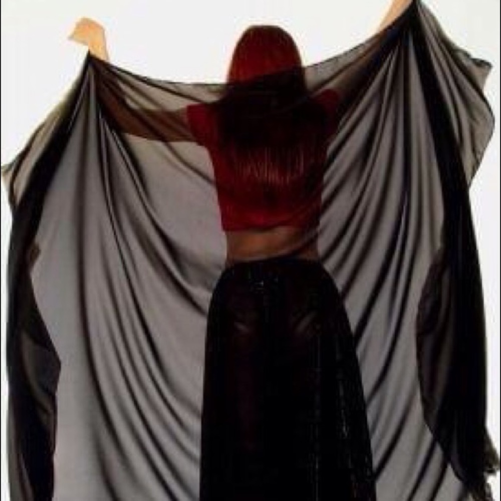 Belly dance veil. Black chiffon. 2.5 yards x 54 inches. New